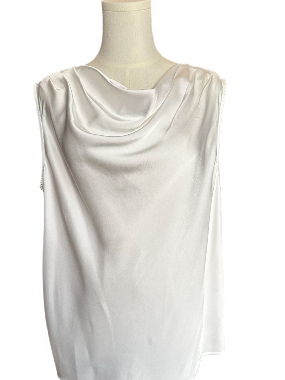 Halogen Satin Cowl Neck Sleeveless Blouse Top New Ivory NWT Medium